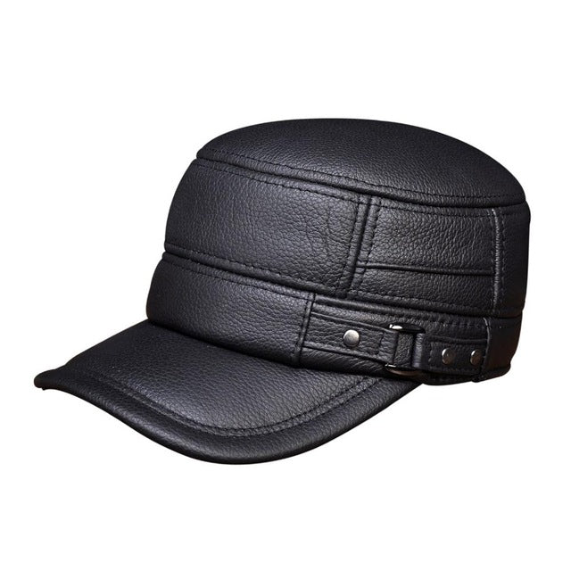 Genuine Leather Baseball Beret Cap