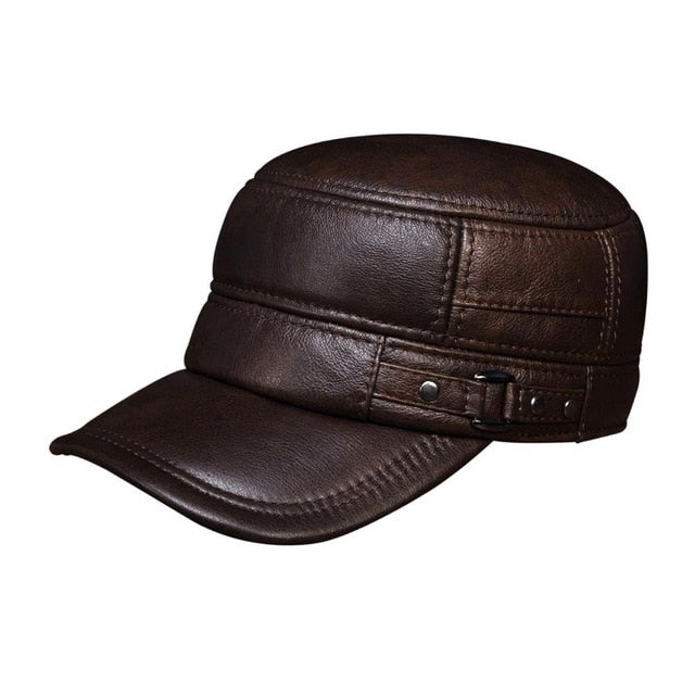 Genuine Leather Baseball Beret Cap