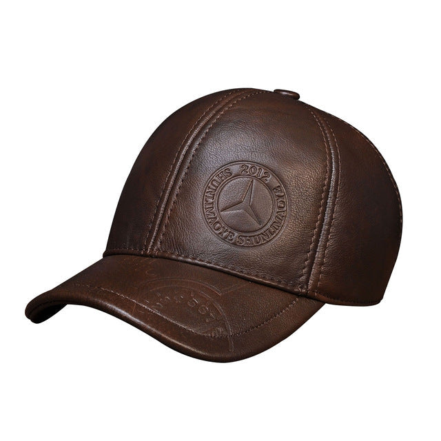 Spring Genuine Leather Men Baseball Cap